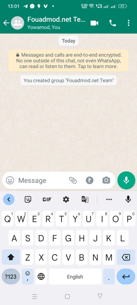 Whatsapp group screen